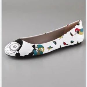 Marc by Marc Jacobs White Bird Print Leather
Ballet Flats Slip on Size 37.5